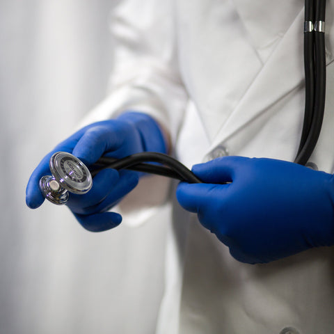 Gloveworks Blue Latex Exam Gloves GPLHD