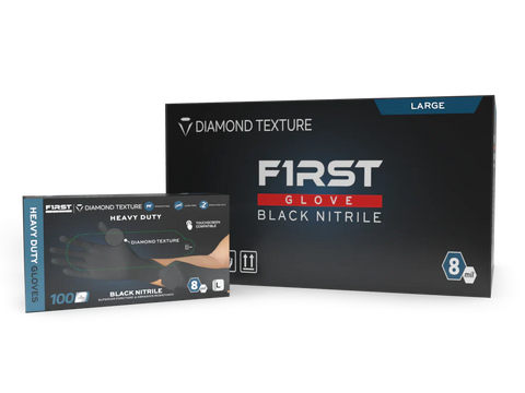 8 Mil HD Black Nitrile Diamond Grip Industrial Gloves