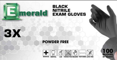 3X Black Nitrile Exam Gloves