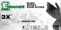 3X Black Nitrile Exam Gloves