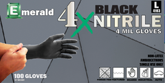 4X Black Nitrile Exam Gloves