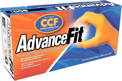 AdvanceFit Orange Nitrile Gloves with CCF