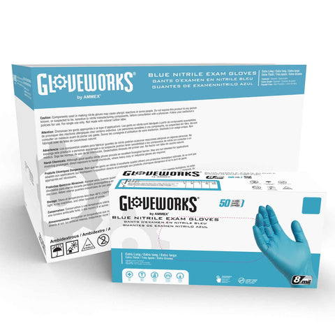 Gloveworks Blue Nitrile Exam Gloves GPNHD