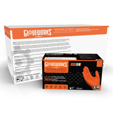 Gloveworks Orange Industrial Nitrile RDT Gloves GWON