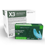 X3 Blue Industrial Nitrile Gloves X3