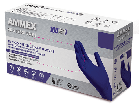 AMMEX Professional Indigo Nitrile Exam Gloves AINPF