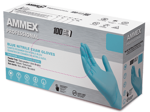 AMMEX Professional Blue Nitrile Exam Gloves APFN