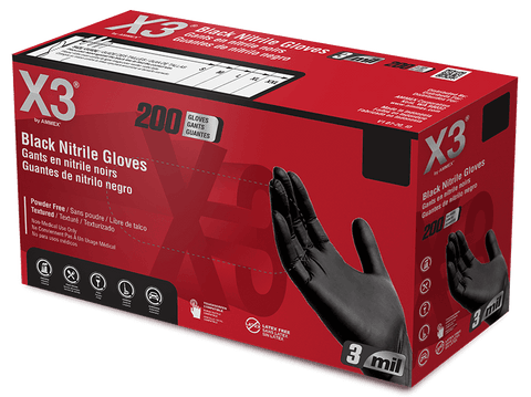 X3 Black Nitrile Powder Free Industrial Gloves BX3