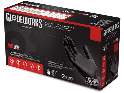 Gloveworks Industrial Black Nitrile Gloves GPNB