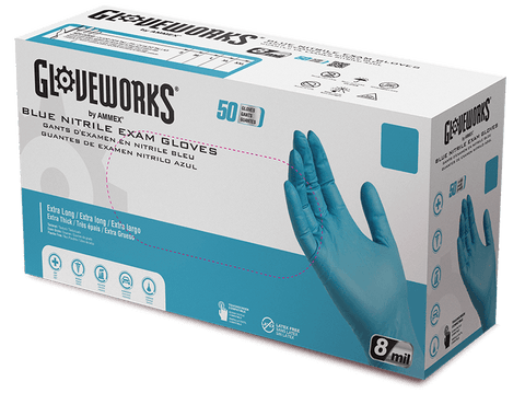 Gloveworks Blue Nitrile Exam Gloves GPNHD