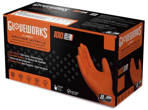 Gloveworks Orange Industrial Nitrile RDT Gloves GWON