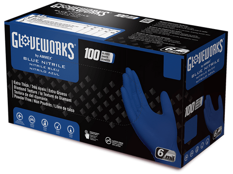 Gloveworks Royal Blue Industrial Nitrile RDT Gloves GWRBN