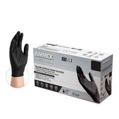 AMMEX Professional Black Nitrile Exam Gloves-ABNPF