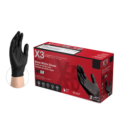 X3 Black Industrial Nitrile Gloves BX3