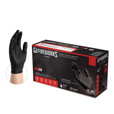 Gloveworks Industrial Black Nitrile Gloves GPNB