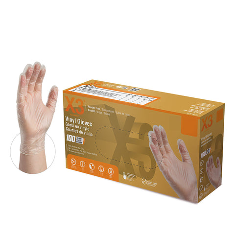 X3 Industrial Clear Vinyl Gloves GPX3