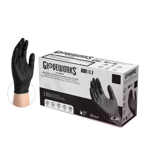 Gloveworks Black Nitrile Exam Gloves GWBEN