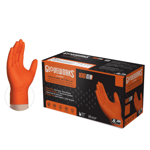 Gloveworks Orange Industrial Nitrile RDT Gloves GWON