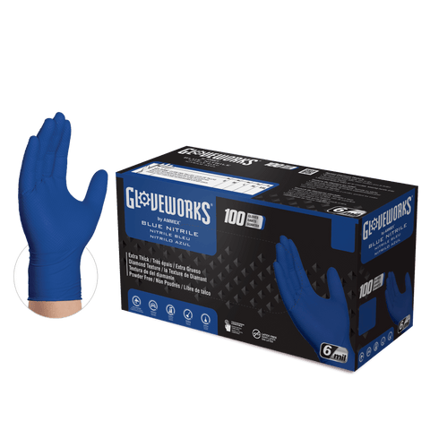 Gloveworks Royal Blue Industrial Nitrile RDT Gloves GWRBN