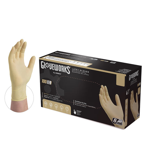 Gloveworks Ivory Industrial Latex Gloves ILHD