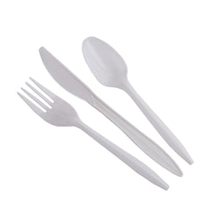 6 Piece Medium Weight White Simple Cutlery Kit